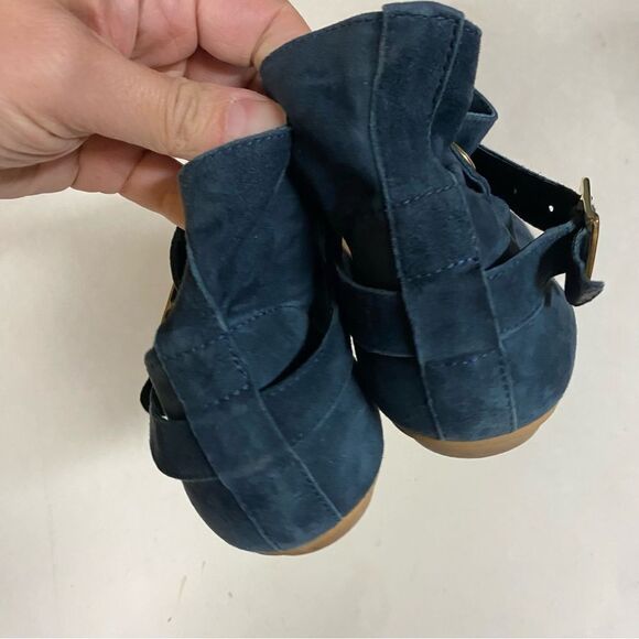 House of Harlow 1960 Blue suede Wrap Bootie low heel almond toe 36.5 / US 6 - Picture 4 of 11
